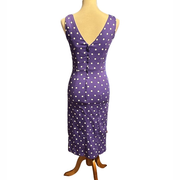 Collectif Mainline Hepburn Pretty Polka Dot Pencil Dress - Picture 7 of 8